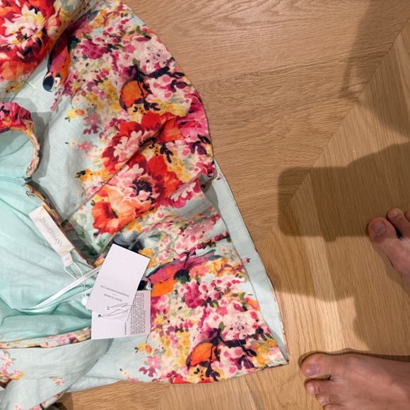 Zimmermann - Mae Mint Floral Cut Out Mini Dress, Size 2 - Picture 7 of 7